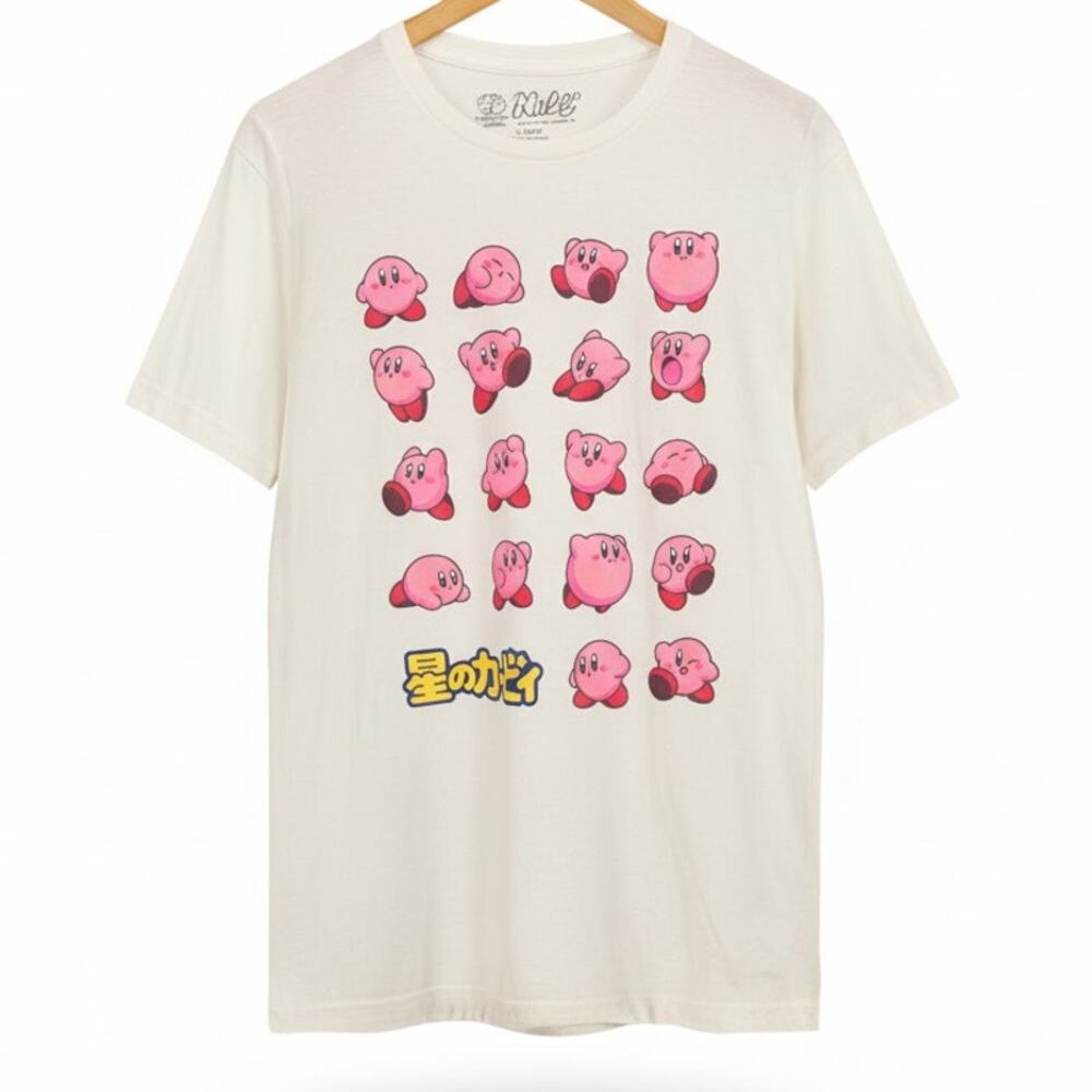 Kirby Nintendo Womens L Geek 90s Y2K Kawaii Animecore Cartoon Video Game T-Shirt